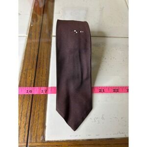 Baskin All Silk Mens Necktie‎ Brown Striped Rhinestone Accent Formal